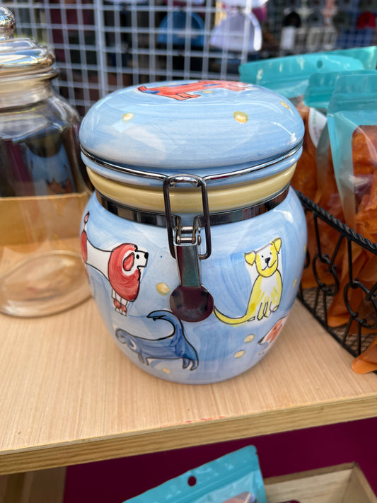 Treat Jar Blue Dogs